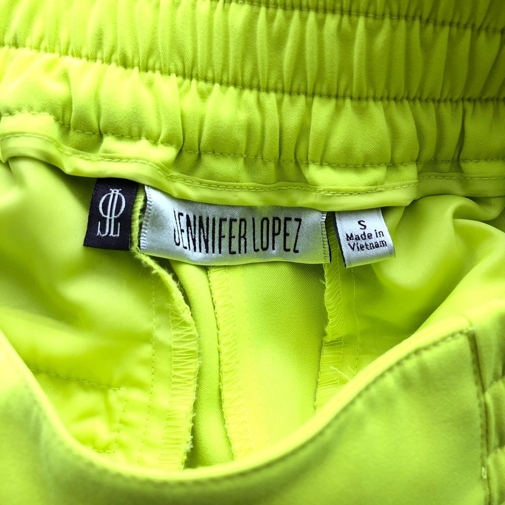 Jennifer Lopez Neon Yellow High-Waist Elastic Waist Shorts - Picture 5 of 6